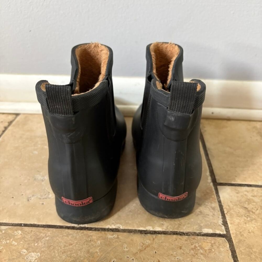 Chooka Rain Boots Womens 8 Delridge Chelsea Black Pull-on Faux Fur Lined - Picture 3 of 9